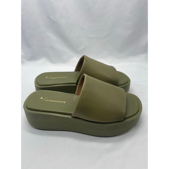 Anthropologie Platform Slide Sandals in Green Size 39/8.5 - Picture 5 of 12
